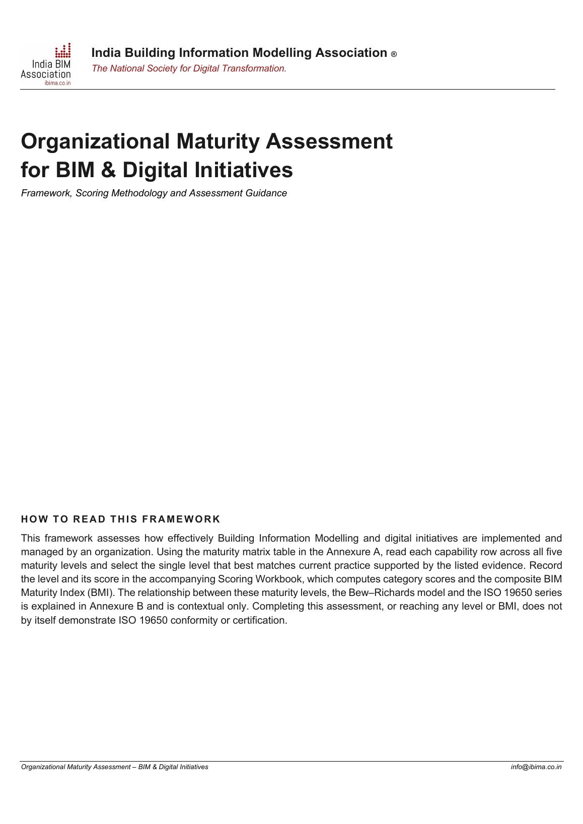 Cover of the IBIMA Organizational Maturity Assessment for BIM and Digital Initiatives