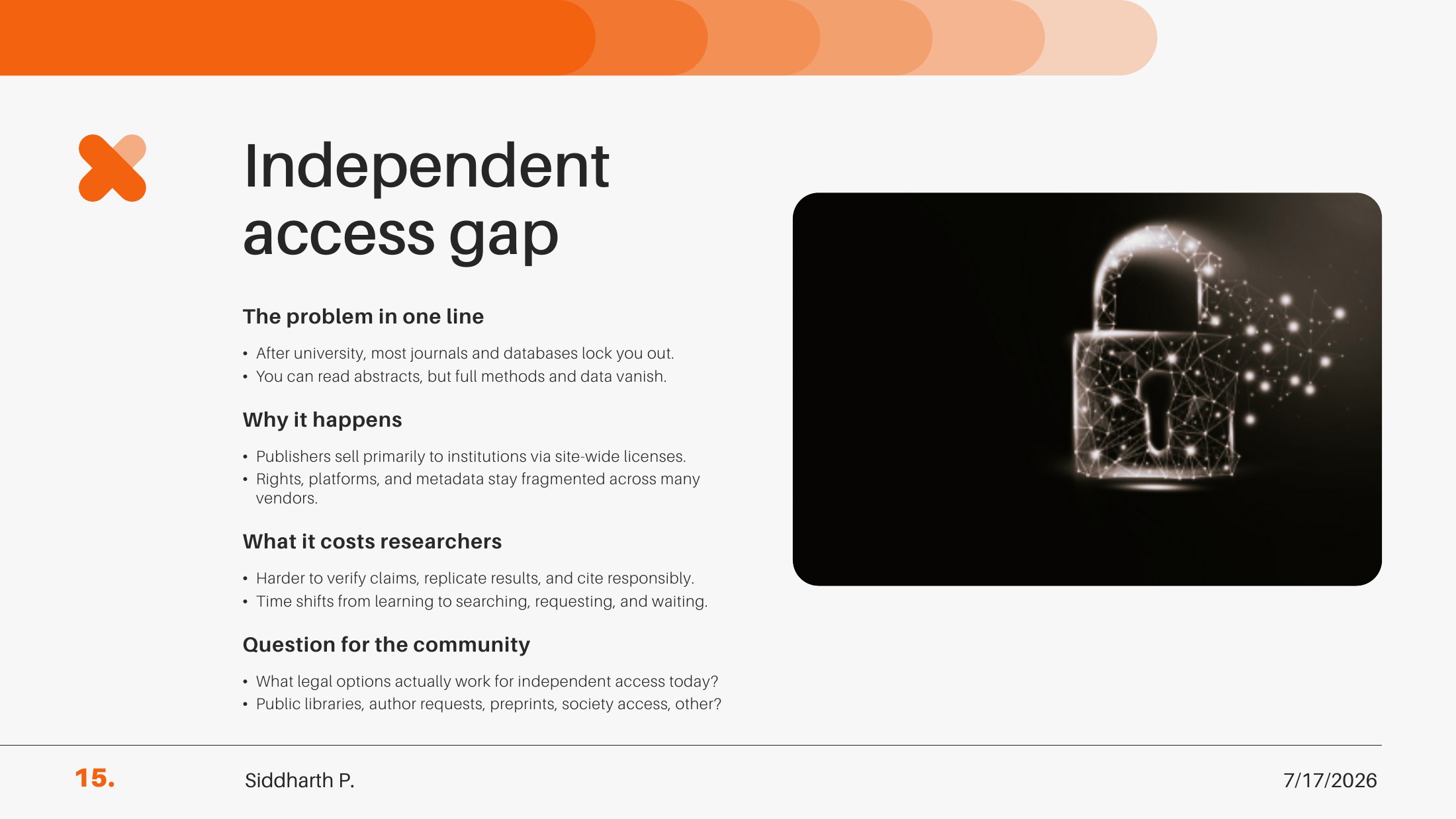 Slide 15 of 16 from Why individual researchers still lack access to knowledge